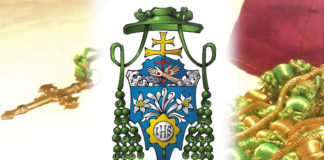 Didascalia dello stemma episcopale di Mons. Dominique MATHIEU Dominique MATHIEU OFMConv