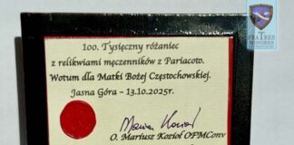Polonia: rosario número cien mil con las reliquias de los mártires de Pariacoto para Jasna Góra reliquie dei martiri di Pariacoto